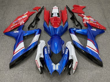 2008-2010 Red Blue and White Gloss Custom Style Suzuki GSXR 600-750 Motorcycle Fairing UK