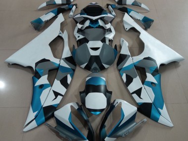 2008-2016 Glacier Blue Snow Camo Yamaha R6 Motorcycle Fairing UK