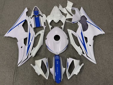 2008-2016 Gloss White and Blue Yamaha R6 Motorcycle Fairing UK