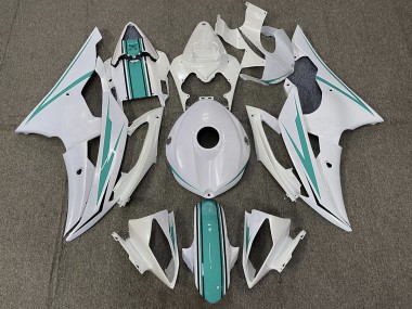 2008-2016 Gloss White and Teal Yamaha R6 Motorcycle Fairing UK