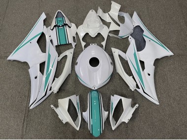 2008-2016 Gloss White and Teal Yamaha R6 Motorcycle Fairing UK
