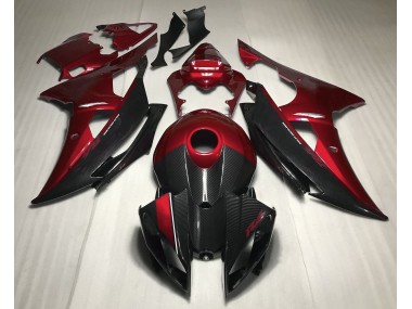2008-2016 Red w Carbon Style Yamaha R6 Motorcycle Fairing UK
