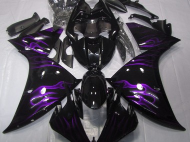 2009-2012 Black & Purple Flame Yamaha R1 Motorcycle Fairing UK