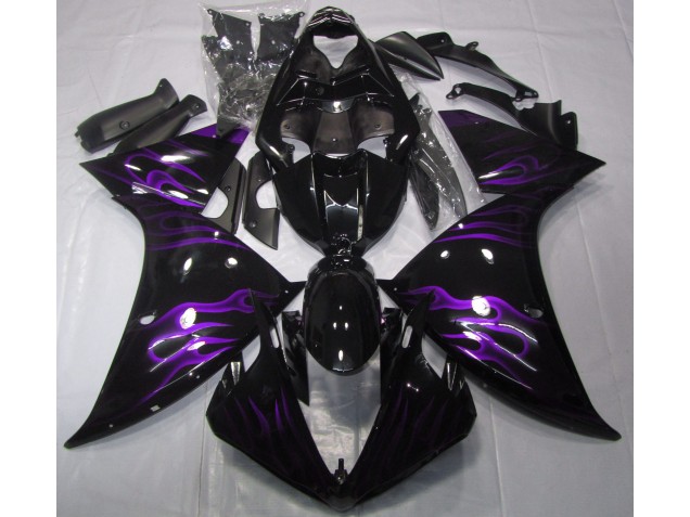 2009-2012 Black & Purple Flame Yamaha R1 Motorcycle Fairing UK 2009-2012 Black & Purple Flame Yamaha R1 Motorcycle Fairing UK