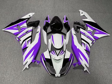 2009-2012 Purple White and Black Zag Kawasaki ZX6R Motorcycle Fairing UK