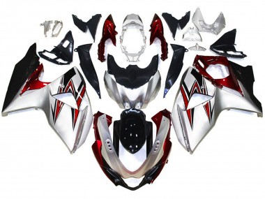 2009-2016 Silver with Red Hints Suzuki GSXR 1000 Motorcycle Fairing UK