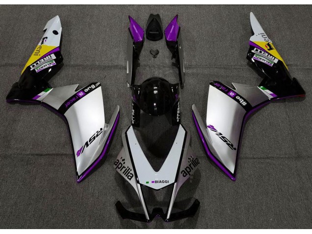 2010-2015 Silver Pirelli & Purple Aprilia RSV4 1000 Motorcycle Fairing UK 2010-2015 Silver Pirelli & Purple Aprilia RSV4 1000 Motorcycle Fairing UK