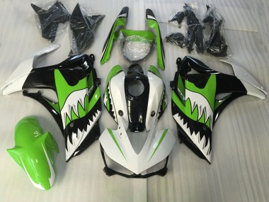2015-2018 Lime Green and White Shark Yamaha R3 Motorcycle Fairing UK