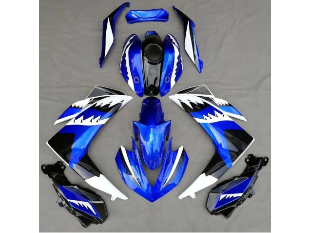 2015-2018 White Blue and Black Shark Yamaha R3 Motorcycle Fairing UK 2015-2018 White Blue and Black Shark Yamaha R3 Motorcycle Fairing UK