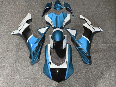 2015-2019 Light Blue & Carbon Fiber Accents Yamaha R1 Motorcycle Fairing UK