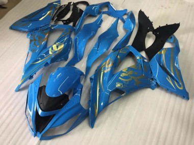 2016-2019 Gloss Blue with Gold Kawasaki ZX10R Motorcycle Fairing UK